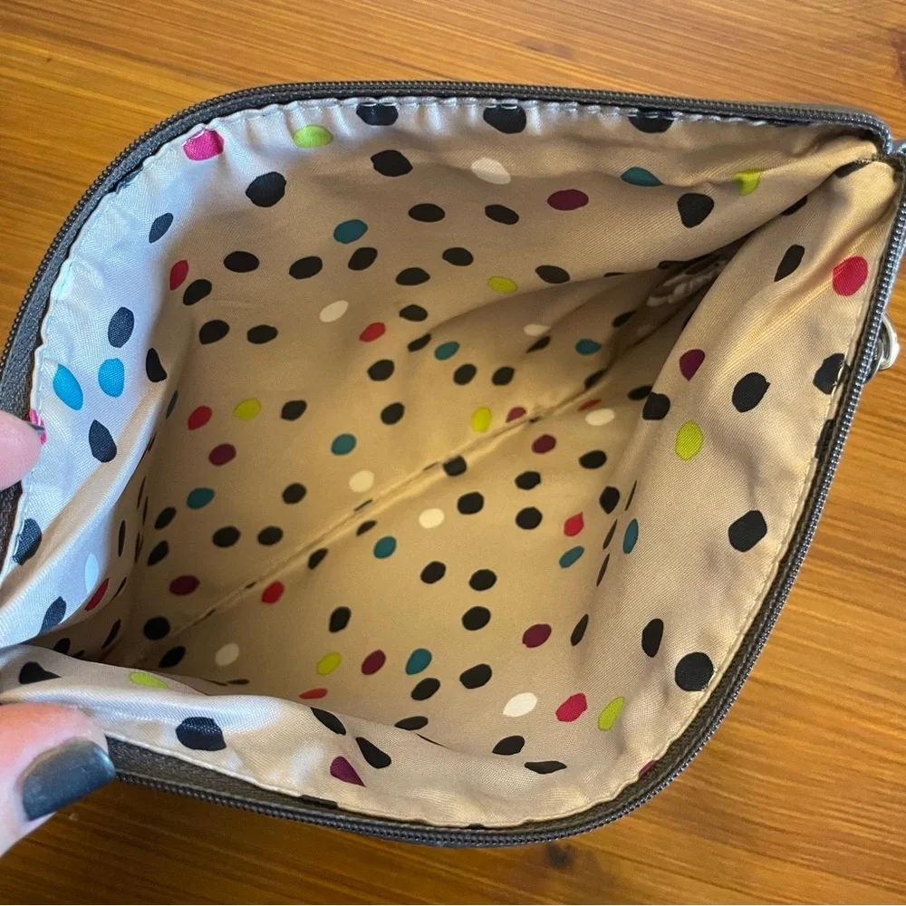 Jewell By Thirty-One Charcoal Grey Pebbled Leather Clutch / Wristlet with Strap - Picture 5 of 5